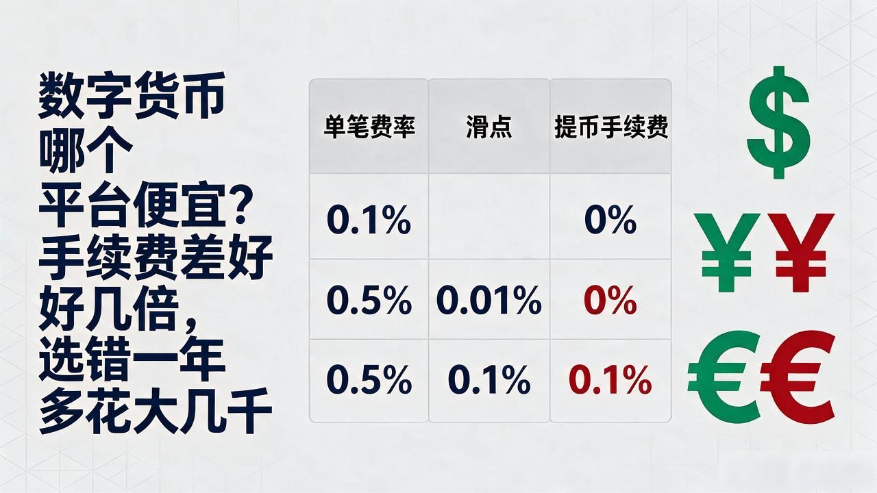 数字货币哪个平台便宜？手续费差好几倍，选错一年多花大几千